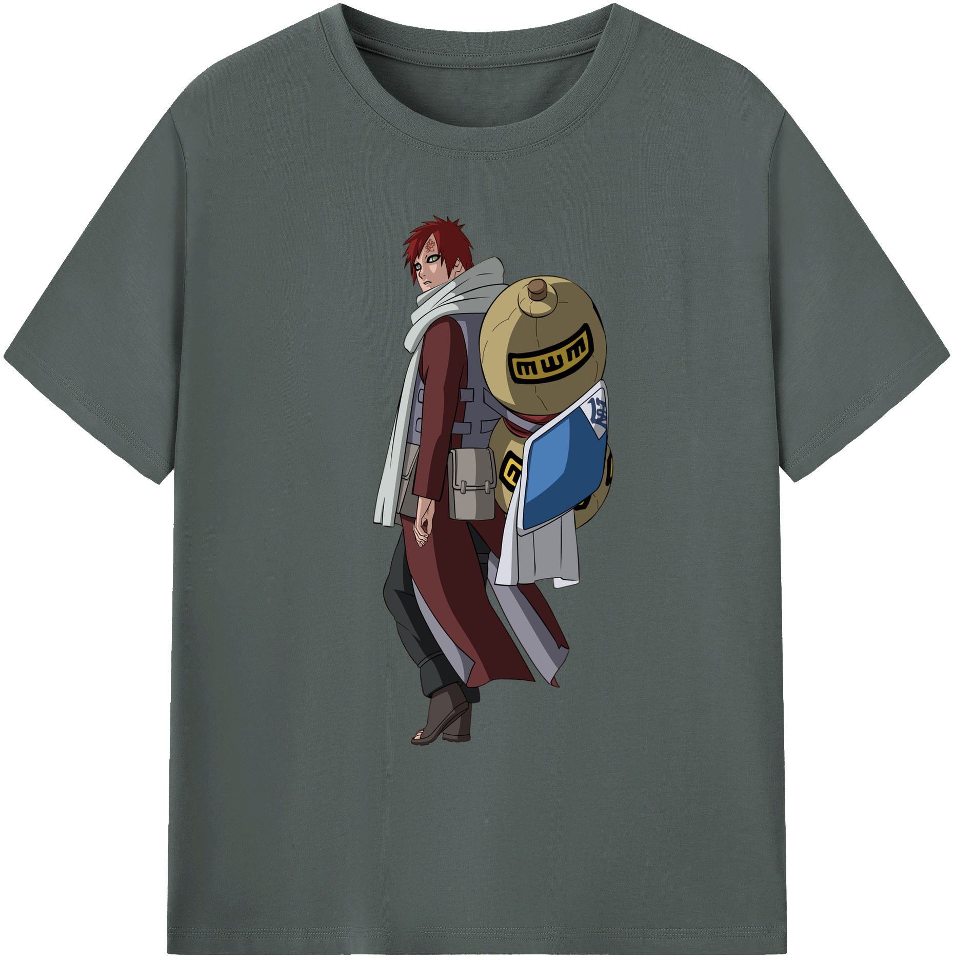 （画像用） NARUTO -ナルト- ガアラ Gaara 綿100％ メンズ半袖Tシャツ｜肌触りやわらか＆通気性